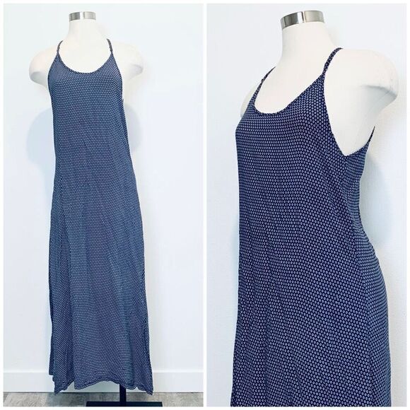 Vintage Dresses & Skirts - Double Six Ditsy Floral Blue Maxi Peasant Dress Daisy S Small